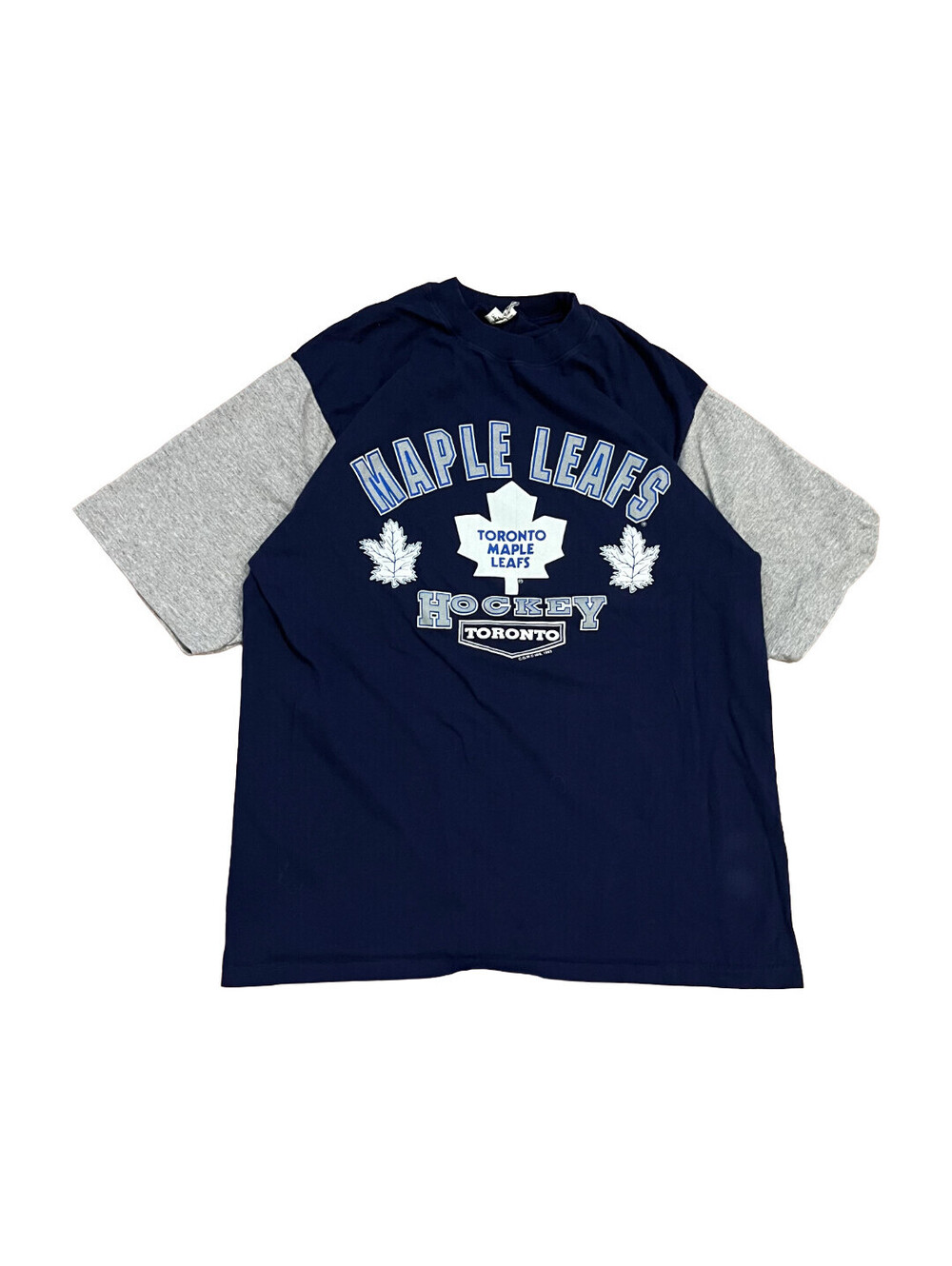 Vintage Toronto Maple Leafs Single Stitched T Shirt Size Large NHL Hockey Waves
